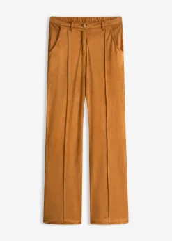 bonprix bonprix Pantalón acampanado de ante sintético Coñac-dorado Sale