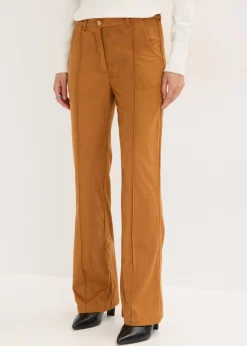 bonprix bonprix Pantalón acampanado de ante sintético Coñac-dorado Sale