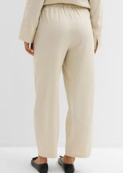 bonprix bonprix Pantalón acampanado de mezcla de lino ligero Arena claro New