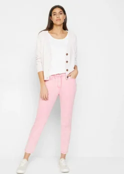 bonprix bonprix Pantalón acortado de sarga con aspecto desgastado Azul claro Hot