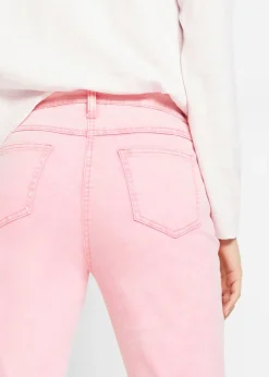 bonprix bonprix Pantalón acortado de sarga con aspecto desgastado Azul claro Hot