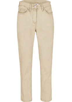 bonprix bonprix Pantalón acortado de sarga con aspecto desgastado Arena claro Hot