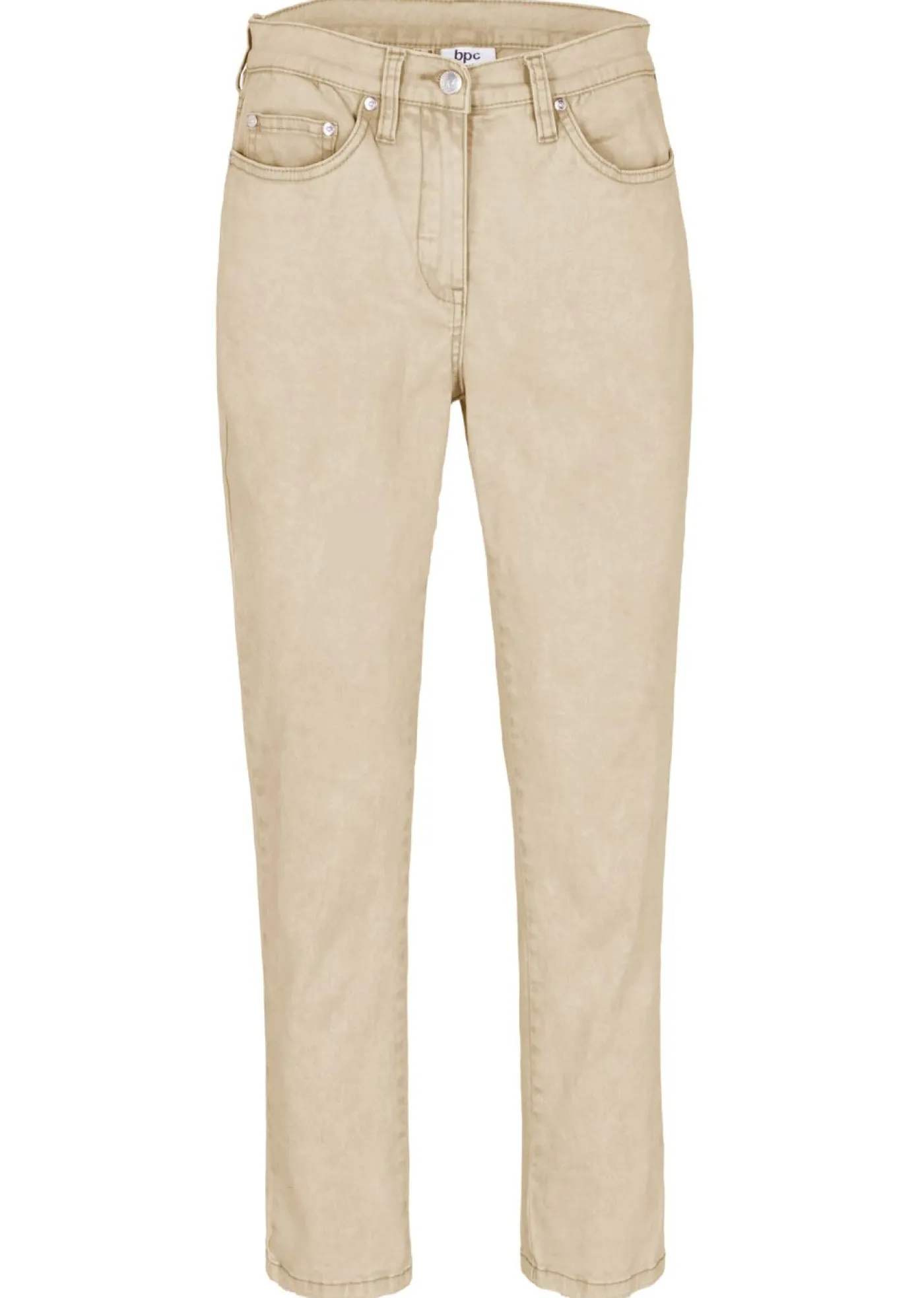 bonprix bonprix Pantalón acortado de sarga con aspecto desgastado Arena claro Hot