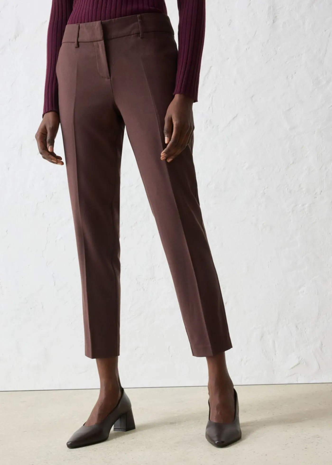 bonprix bonprix Pantalón ajustado con lana Marrón oscuro Best