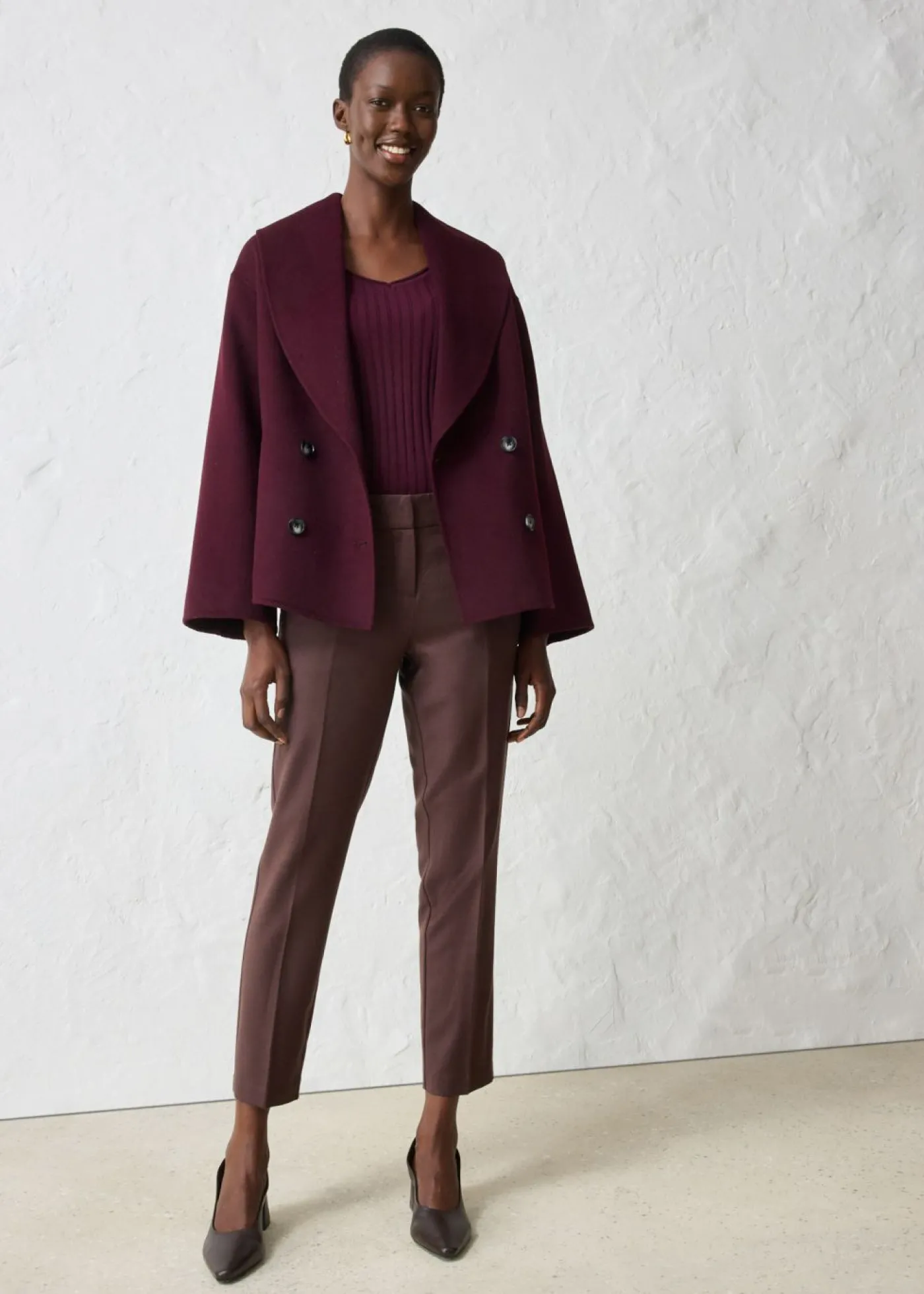 bonprix bonprix Pantalón ajustado con lana Marrón oscuro Best