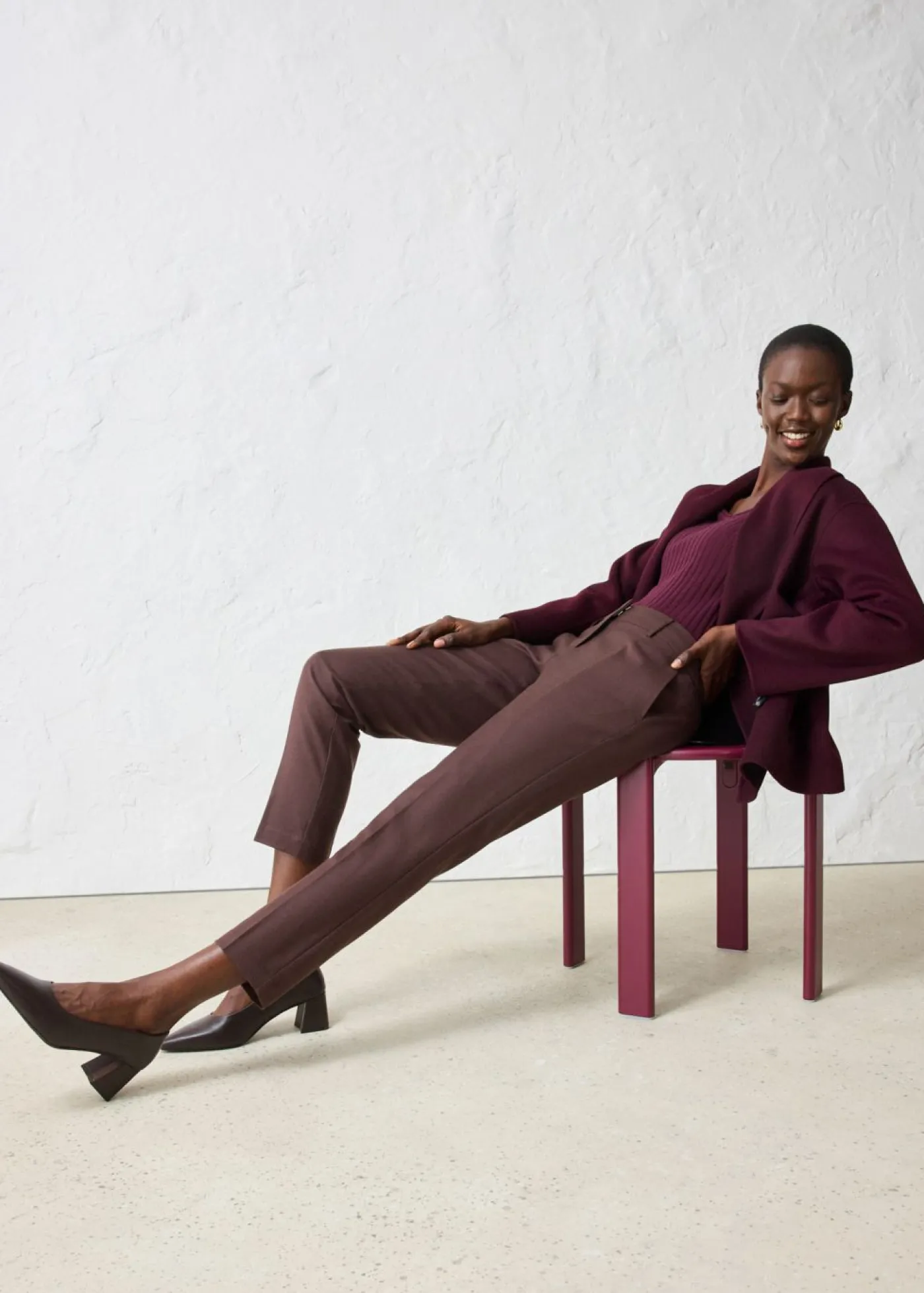 bonprix bonprix Pantalón ajustado con lana Marrón oscuro Best