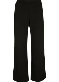 bonprix bonprix Pantalón ancho con cinturilla elástica de mezcla de viscosa Negro Clearance