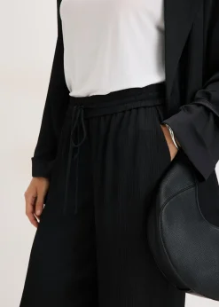 bonprix bonprix Pantalón ancho con cinturilla cómoda Negro Sale