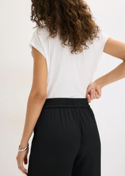bonprix bonprix Pantalón ancho con cinturilla cómoda Negro Sale