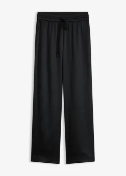 bonprix bonprix Pantalón ancho con cinturilla cómoda Negro Online