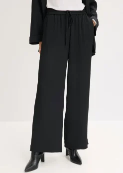 bonprix bonprix Pantalón ancho con cinturilla cómoda Negro Online