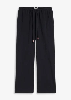 bonprix bonprix Pantalón ancho con efecto estructurado Negro
