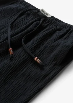 bonprix bonprix Pantalón ancho con efecto estructurado Negro