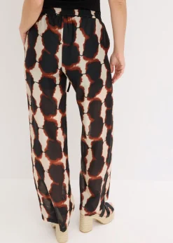 bonprix bonprix Pantalón ancho con estampado batik Negro-beige, estampado Online