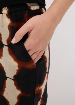 bonprix bonprix Pantalón ancho con estampado batik Negro-beige, estampado Online