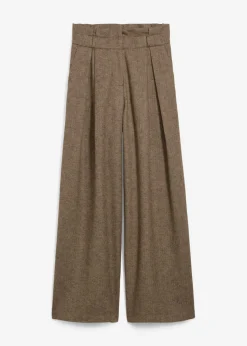 bonprix bonprix Pantalón ancho con lana marrón oscuro moteado Hot