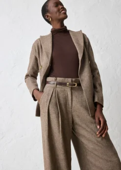 bonprix bonprix Pantalón ancho con lana marrón oscuro moteado Hot