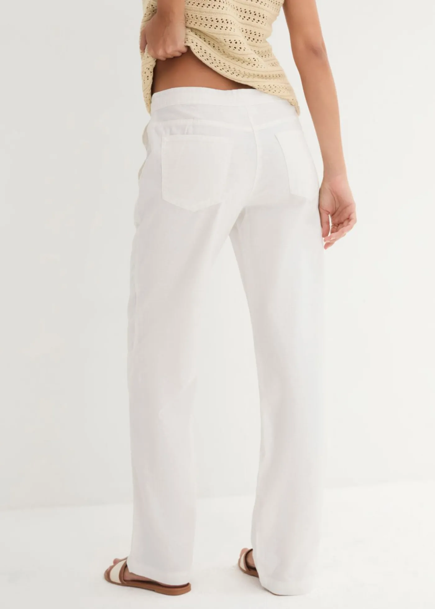 bonprix bonprix Pantalón ancho con lino Blanco Best