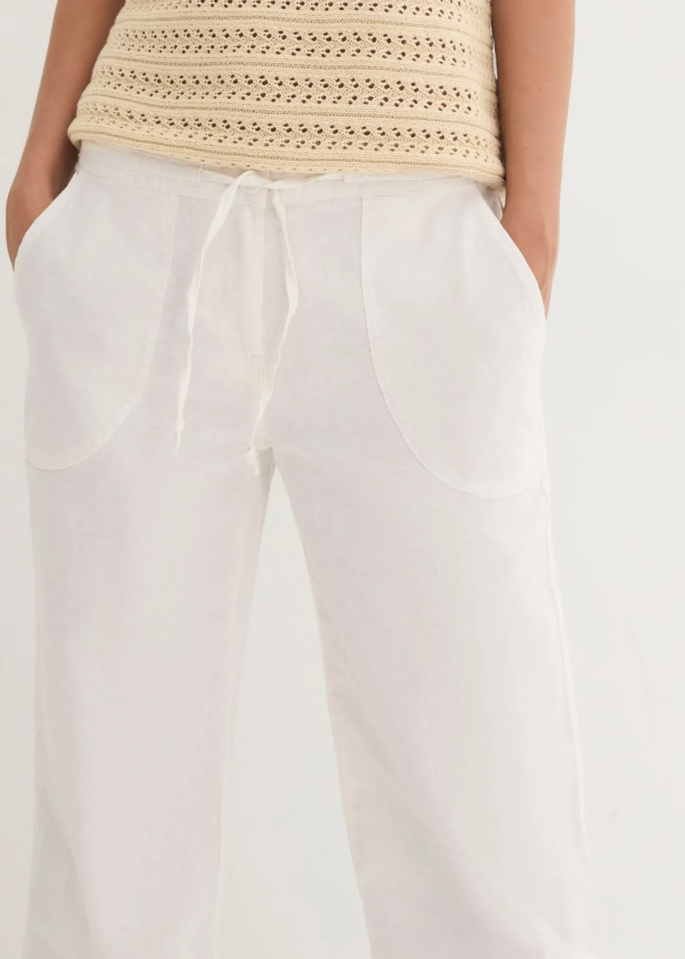 bonprix bonprix Pantalón ancho con lino Blanco Best
