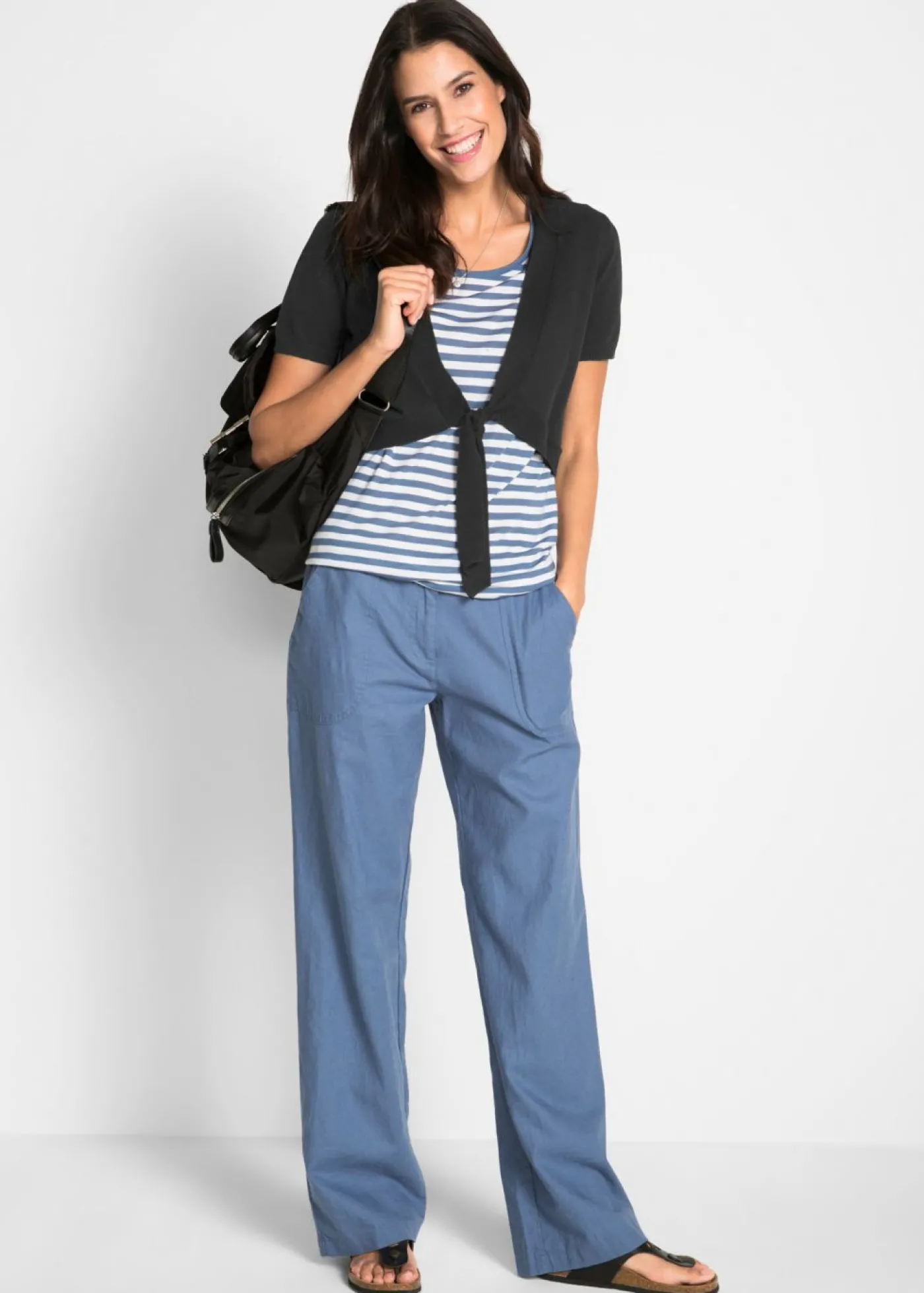 bonprix bonprix Pantalón ancho con lino Denim Best
