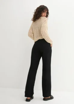 bonprix bonprix Pantalón ancho con lino Negro New