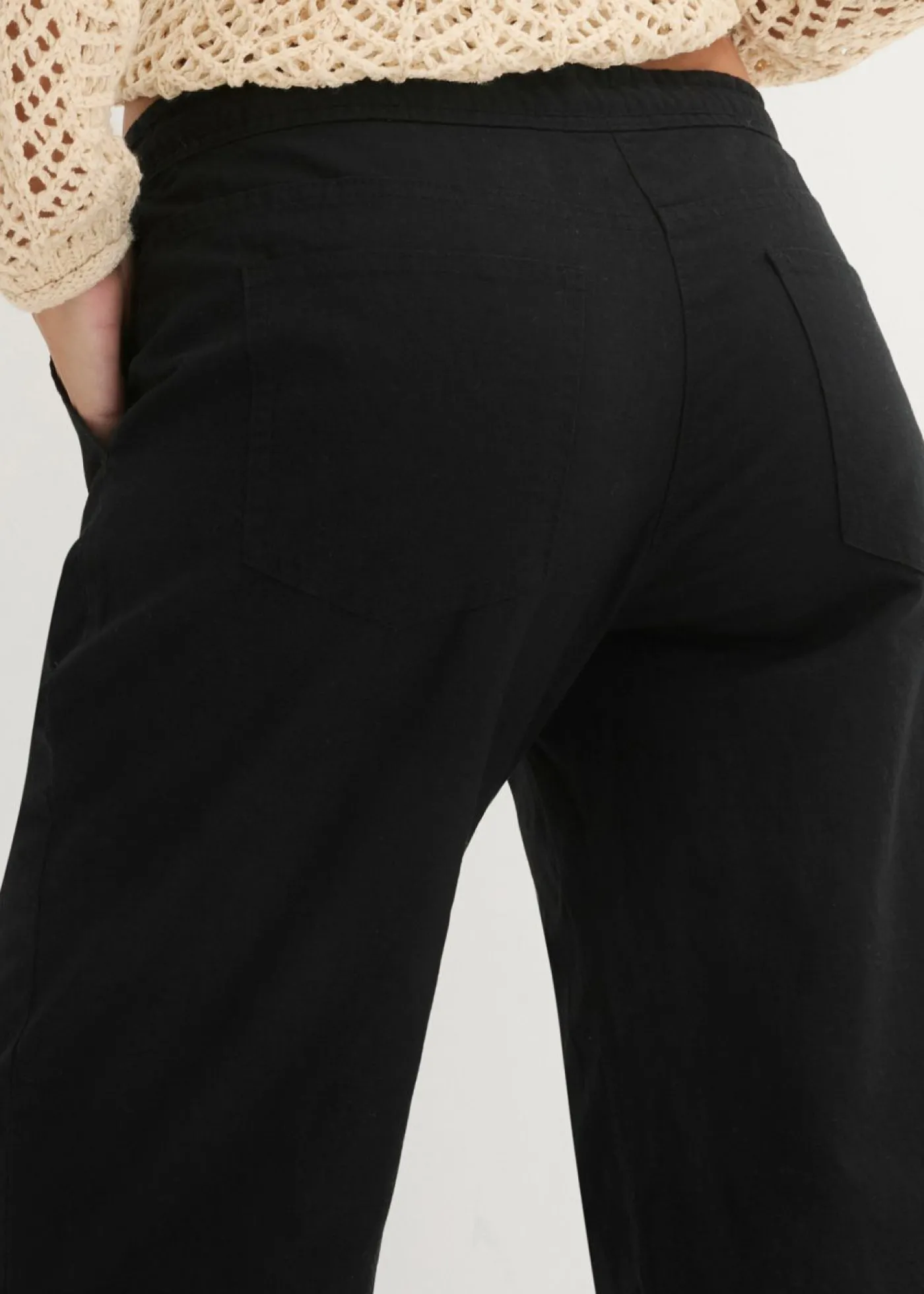 bonprix bonprix Pantalón ancho con lino Negro New