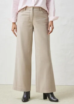 bonprix bonprix Pantalón ancho de 5 bolsillos con lana arena claro moteado Online