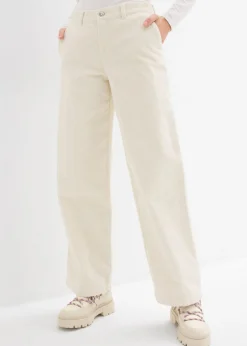 bonprix bonprix Pantalón ancho de pana blanco perla Hot