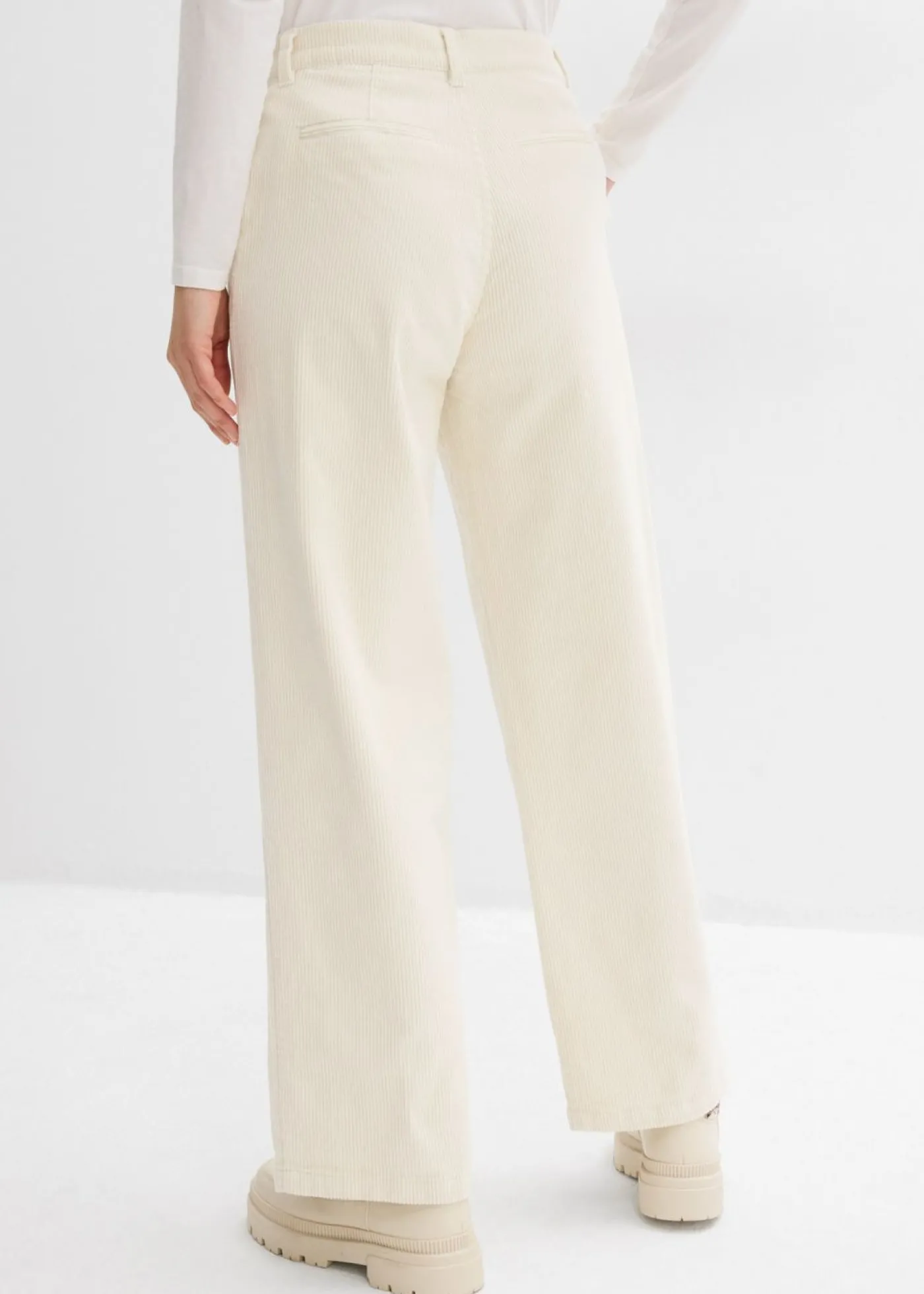 bonprix bonprix Pantalón ancho de pana blanco perla Hot