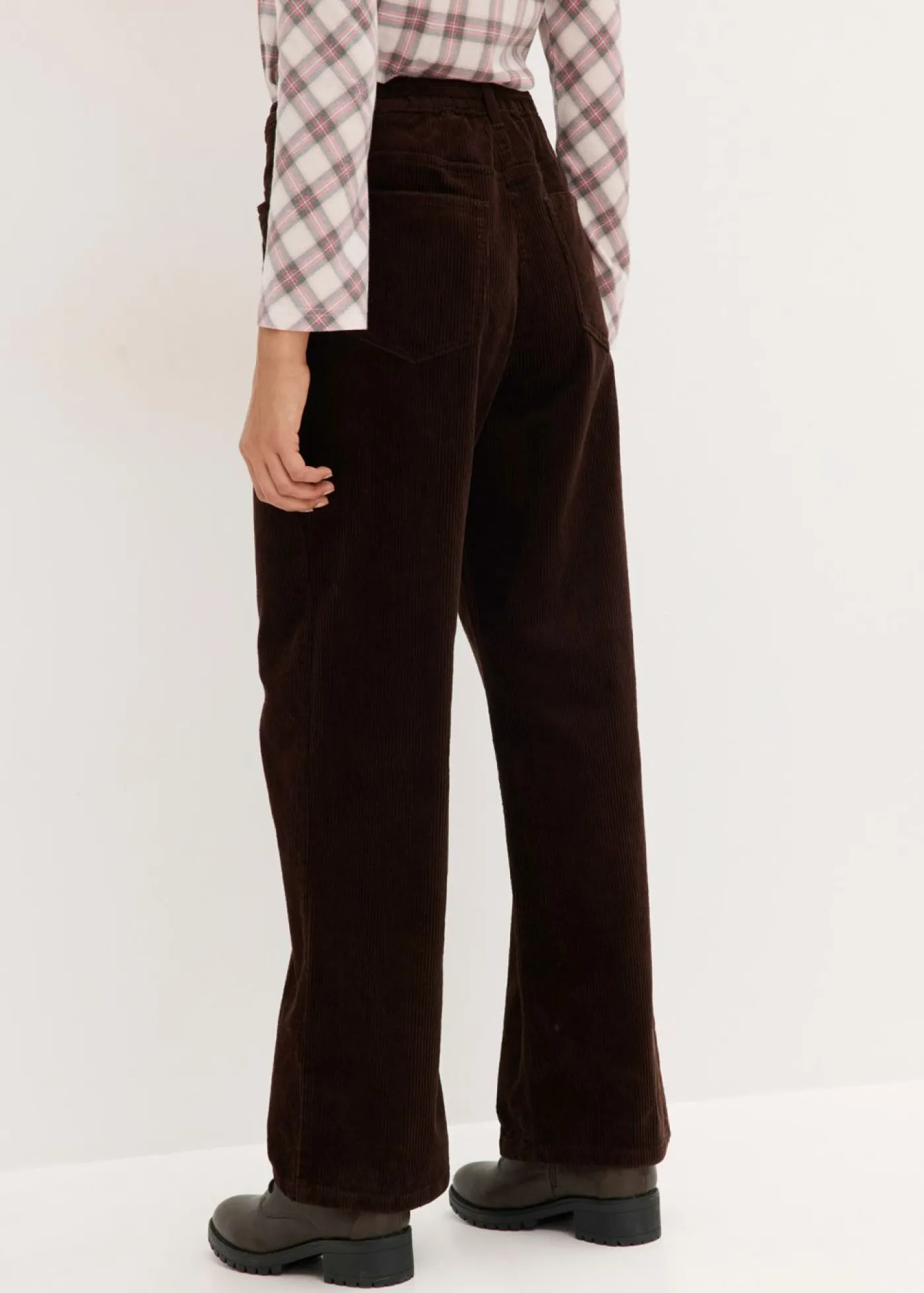 bonprix bonprix Pantalón ancho de pana con cinturón Marrón oscuro Best