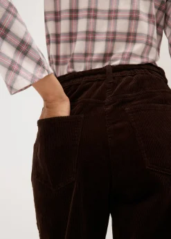 bonprix bonprix Pantalón ancho de pana con cinturón Marrón oscuro Best