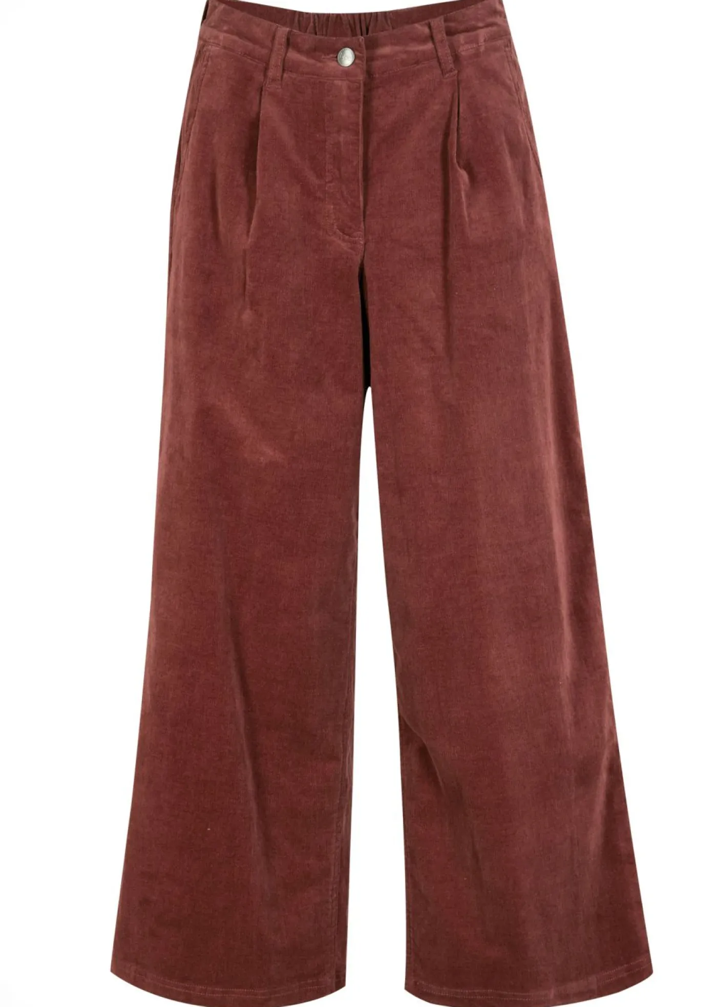 bonprix bonprix Pantalón ancho de pana elástica con cintura cómoda high waist, largo 7/8 Marrón café Sale