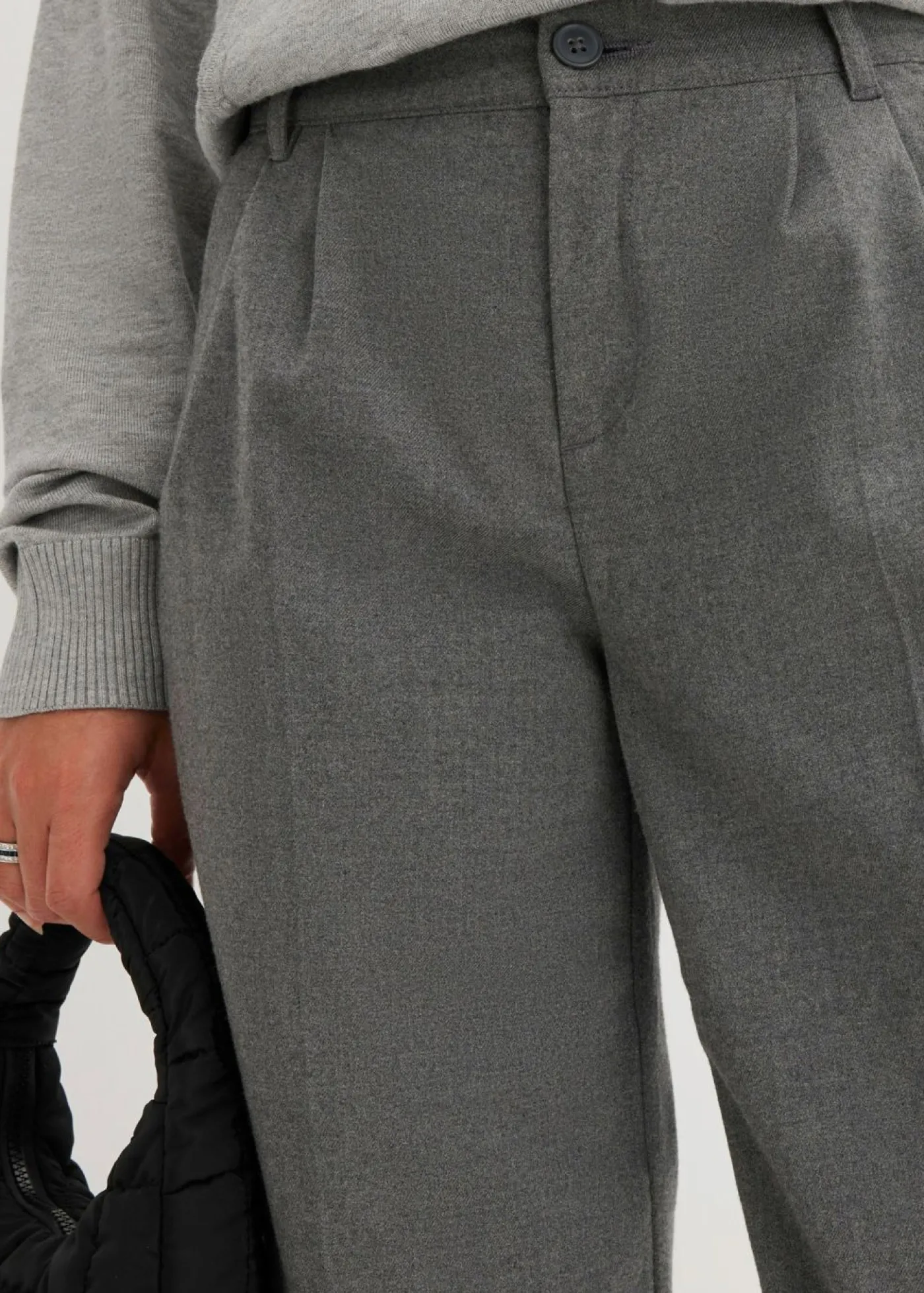 bonprix bonprix Pantalón ancho de pliegues Gris jaspeado