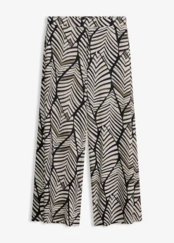 bonprix bonprix Pantalón ancho de punto Negro + blanco perla Hot