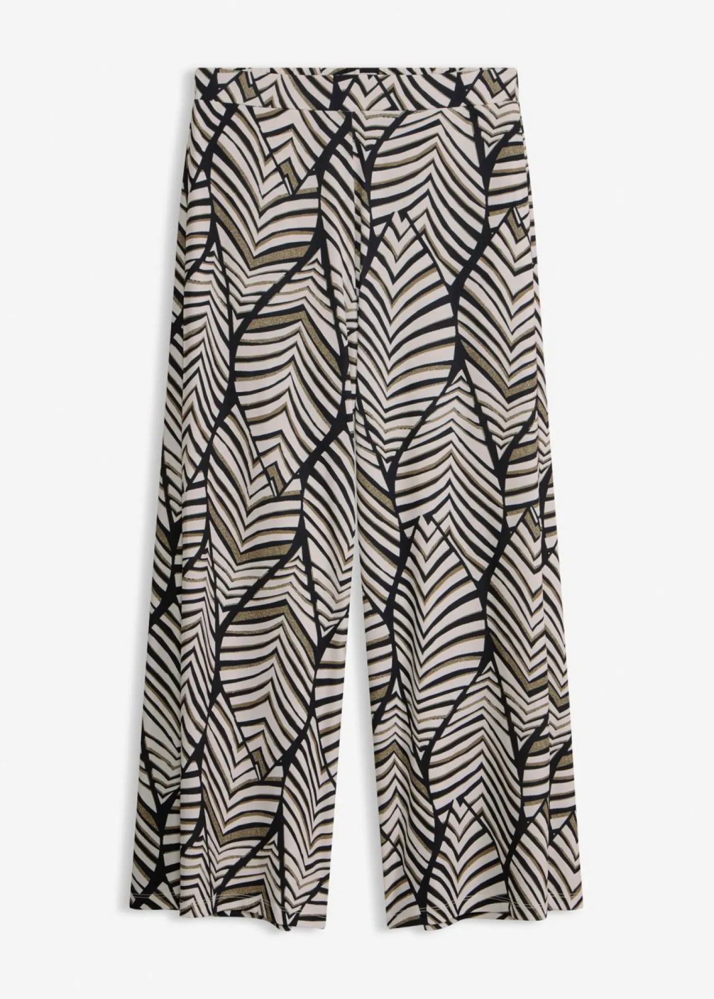 bonprix bonprix Pantalón ancho de punto Negro + blanco perla Hot