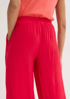 bonprix bonprix Pantalón ancho de viscosa fina rojo intenso Discount