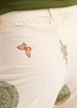 bonprix bonprix Pantalón ancho de viscosa con estampado en el borde Blanco-crema Discount