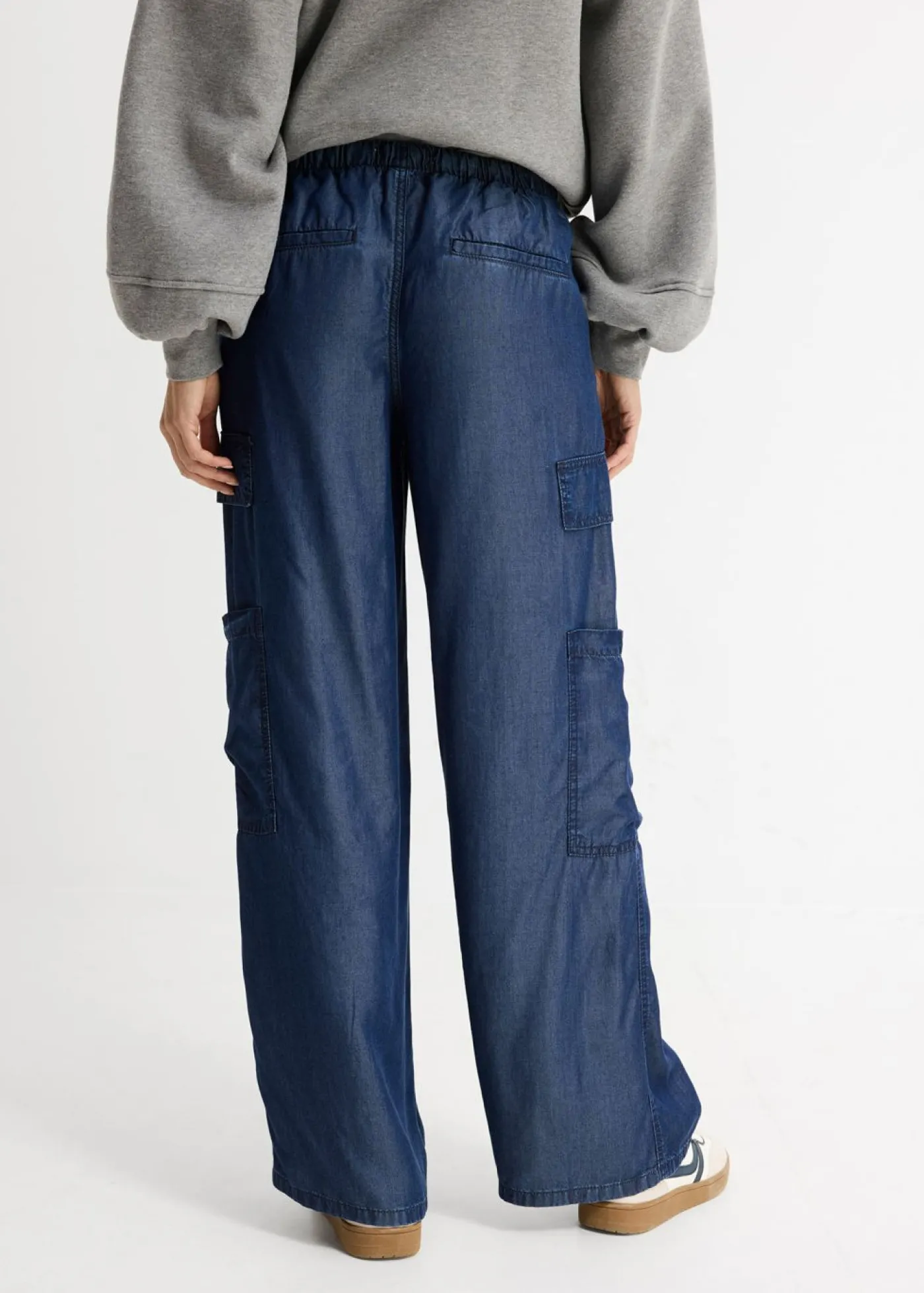 bonprix bonprix Pantalón ancho sin cierre de lyocell fluido denim oscuro Outlet