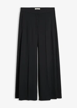 bonprix bonprix Pantalón ancho y fluido con cinturilla cómoda Negro Discount
