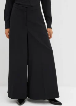 bonprix bonprix Pantalón ancho y fluido con cinturilla cómoda Negro Discount