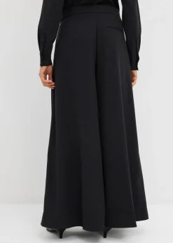 bonprix bonprix Pantalón ancho y fluido con cinturilla cómoda Negro Discount
