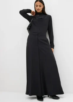 bonprix bonprix Pantalón ancho y fluido con cinturilla cómoda Negro Discount