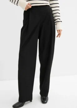bonprix bonprix Pantalón barrel con cintura alta Negro Clearance