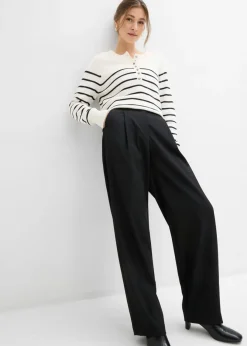 bonprix bonprix Pantalón barrel con cintura alta Negro Clearance