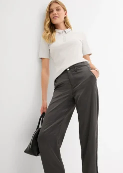 bonprix bonprix Pantalón barrel con satén fluido antracita Hot
