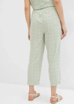 bonprix bonprix Pantalón bombacho de viscosa verde alga-blanco lana Clearance