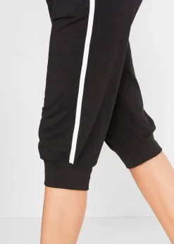 bonprix bonprix Pantalón bombacho elástico y deportivo de largo 3/4 Negro Hot