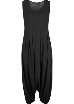 bonprix bonprix Pantalón bombacho tipo mono de punto de mezcla de viscosa Negro