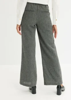 bonprix bonprix Pantalón bootcut de estilo tweed Negro-blanco lana moteado Online