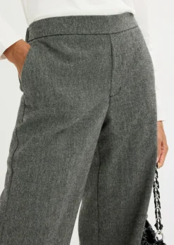 bonprix bonprix Pantalón bootcut de estilo tweed Negro-blanco lana moteado Online